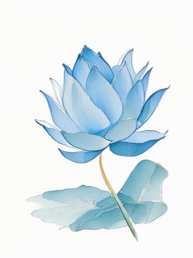 Blue Lotus Pencil Illustration 3