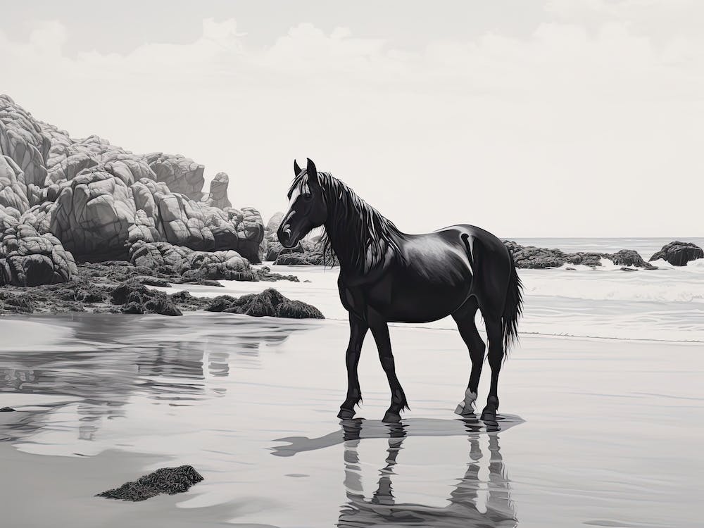 A Horse Oil Painting In Praia Da Marinha, Portugal, Landscape 3