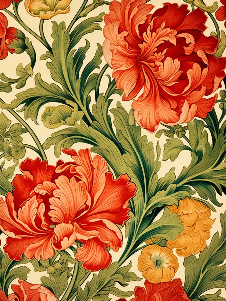 Wallpaper With Red And Yellow Flowers