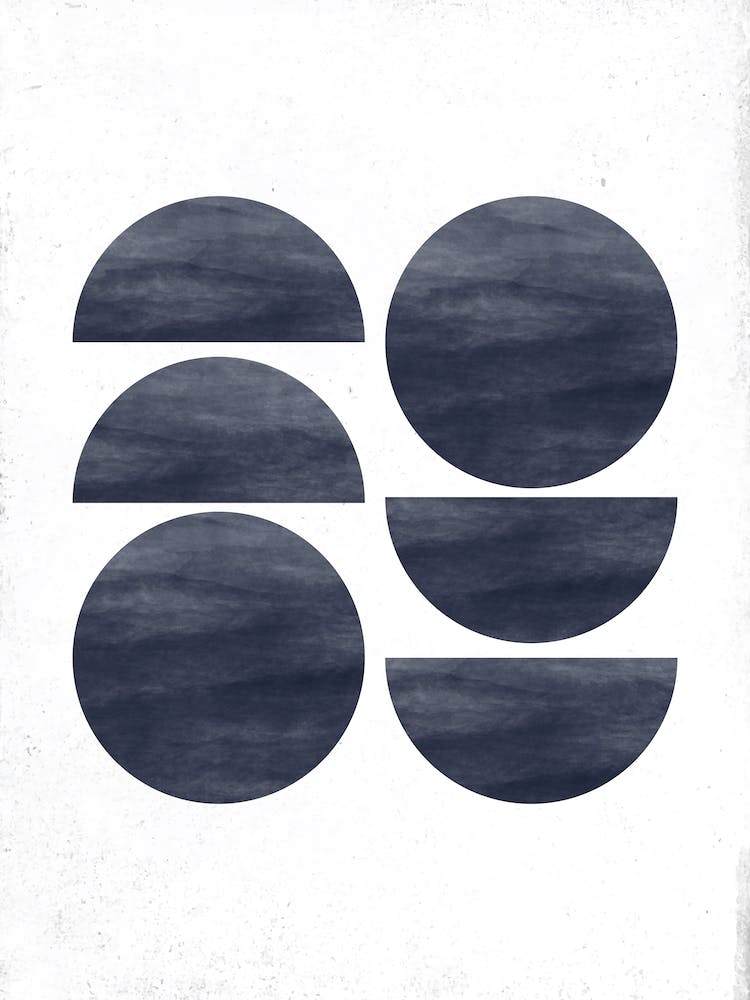 Half And Full Circle Navy Doubled Abstract