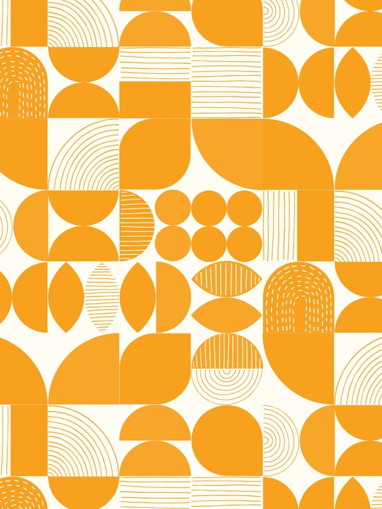 Modern Art Geometric Shapes Orange And White 1
