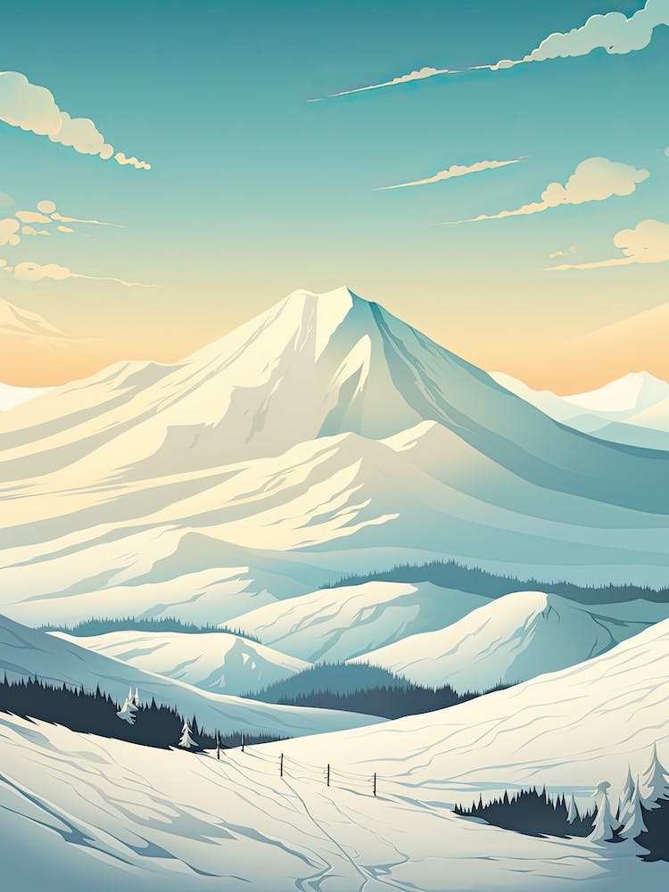 Niseko   Hokkaido, Japan, Ski Resort Illustration 1 Simple Style