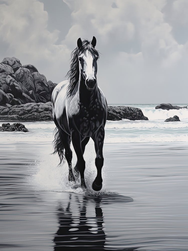 A Horse Oil Painting In Praia Do Camilo, Portugal, Portrait 3