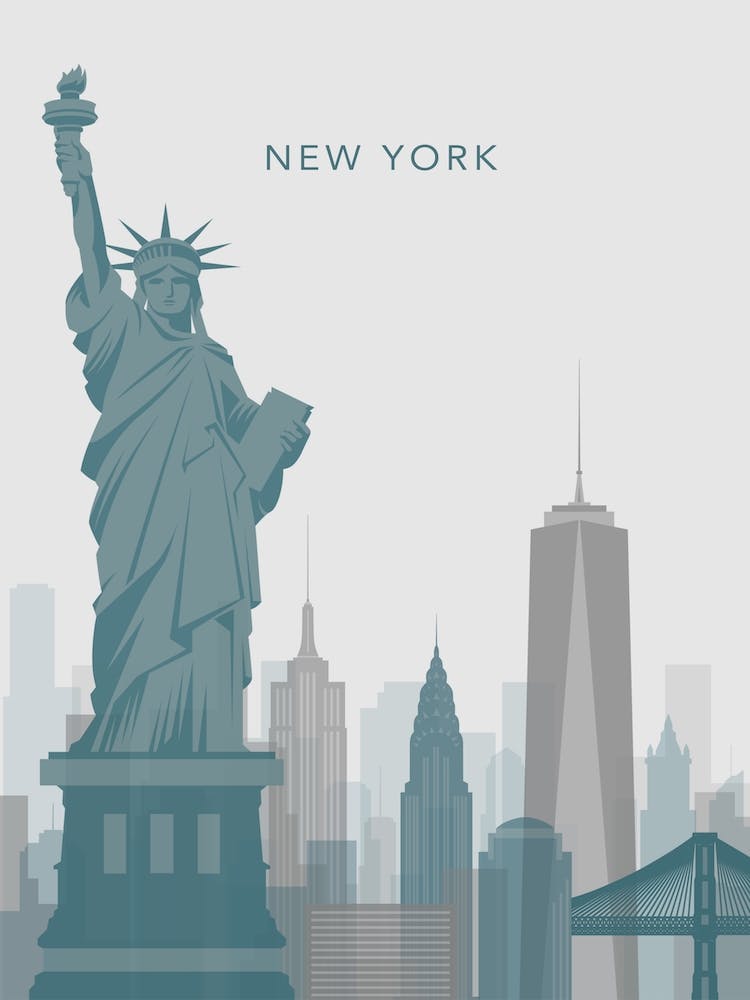 Blue And Grey New York Skyline