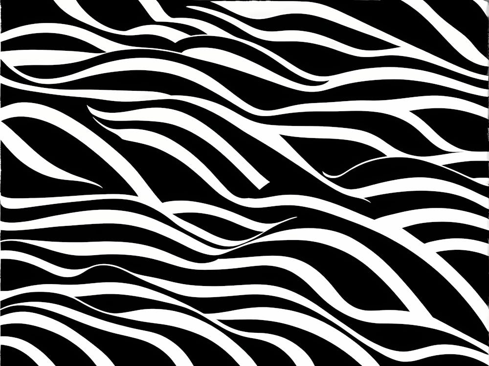 Retro Inspired Linocut Abstract Shapes Black And White Colors art, 210