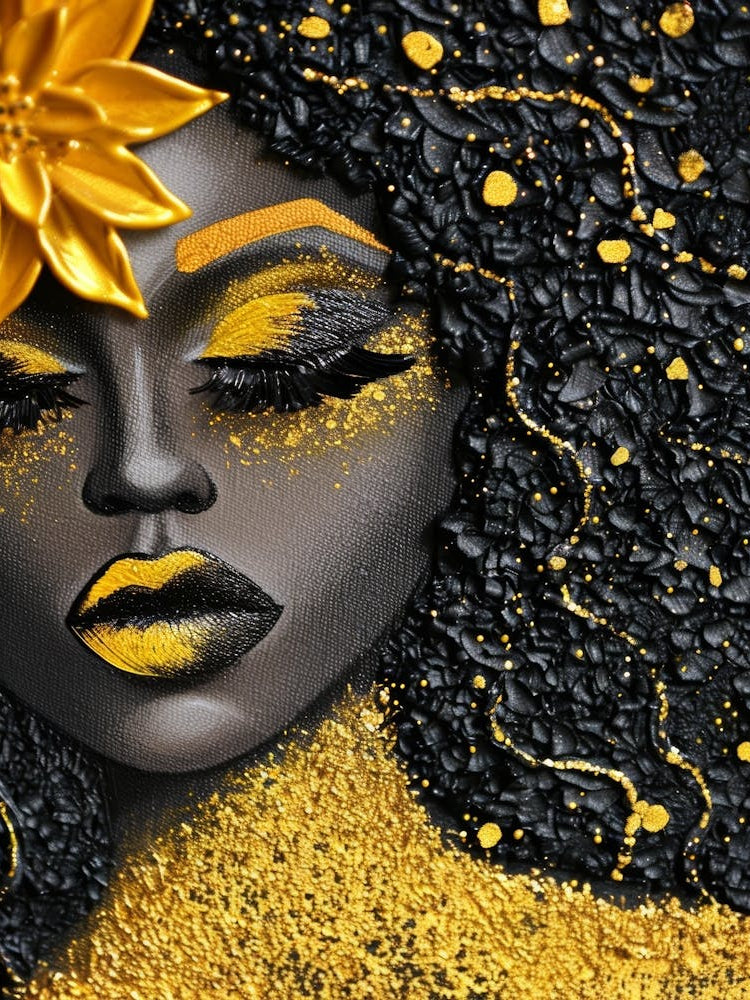 Black Woman With Yellow Flower