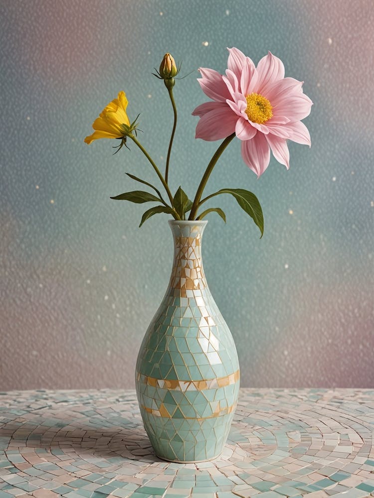 Mosaic Vase With Flowers
