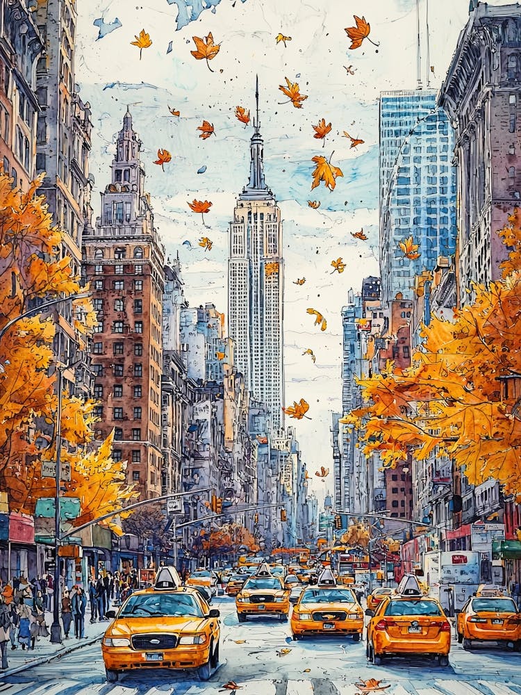 A Sketch Of Bustling New York City 2