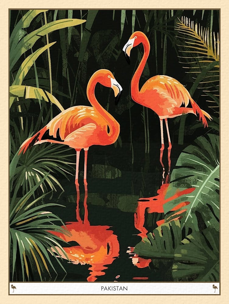 Greater Flamingo Pakistan Tropical Illustration 7 Poster