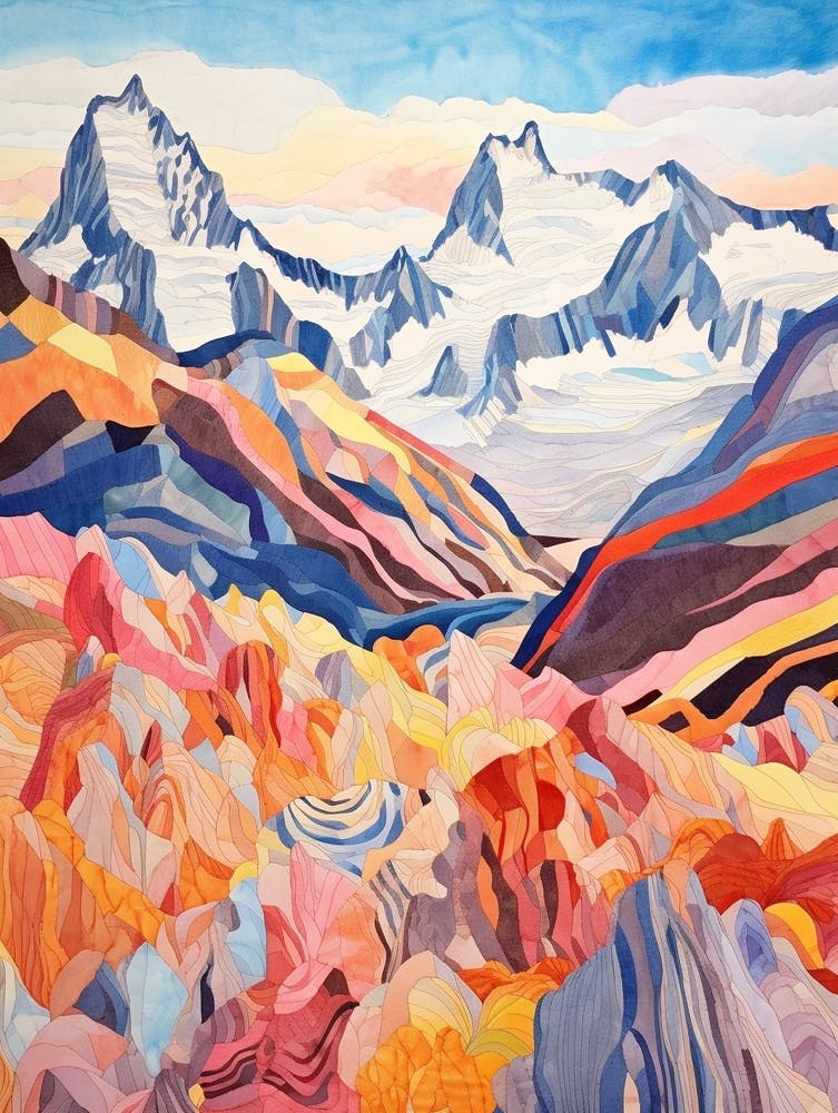 Illustration Montagne Colorée Mount Cook Nouvelle-Zélande 5