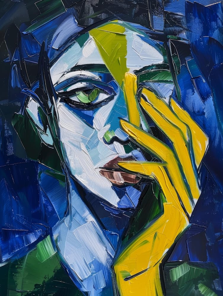 Abstract Painting, Acrylic On Canvas, Blue Color 2