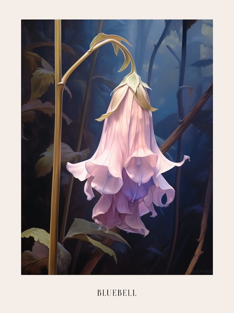 Floral Illustration Bluebell 1 Poster