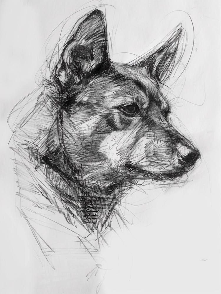 Minature Dog Charcoal Line 1