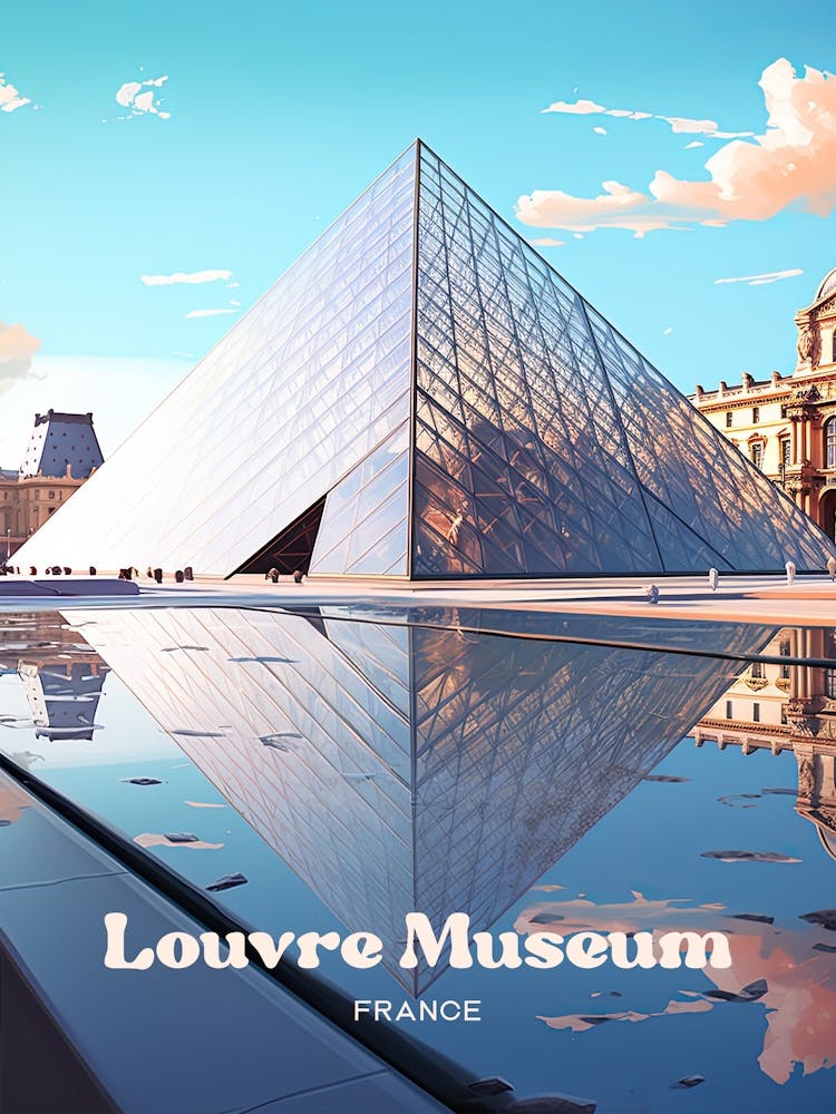 Louvre Museum Vibrant Digital Travel Illustration
