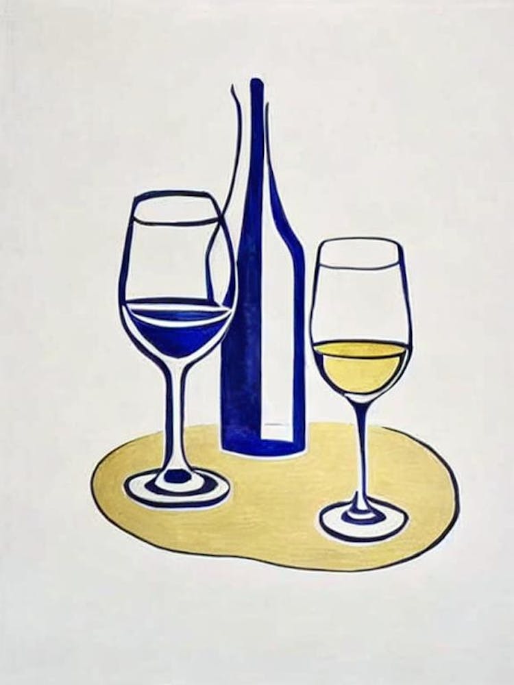 Chardonnay Picasso Line Drawing Cocktail Poster