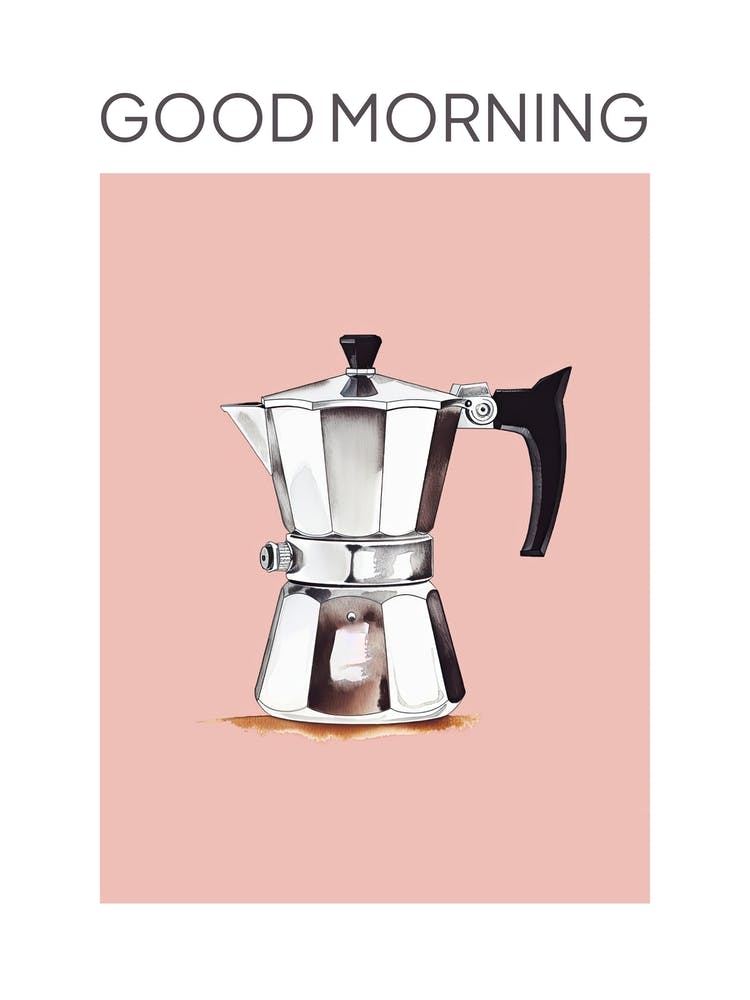 Pink Moka Espresso Italian Coffee Maker Good Morning