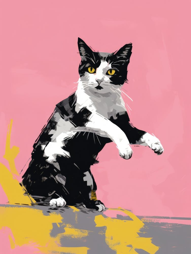 Cat On A Pink Background 1