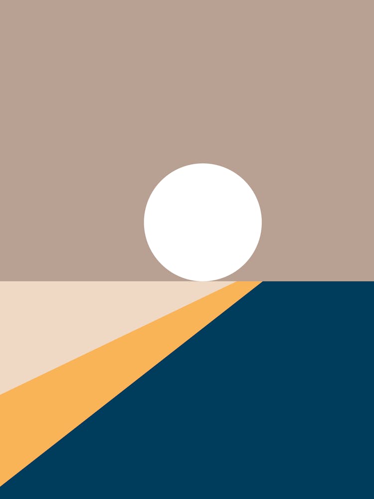 Geometric Shapes Sunrise Sunset Abstract 1 In Tan Mustard Navy Blue 01