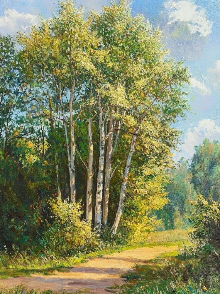 Poplar Landscape, Beautiful Solar Glare On The Woods