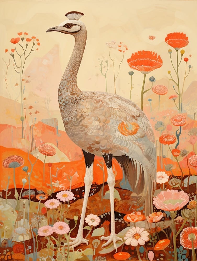 Ostrich 2 Detailed Bird Painting
