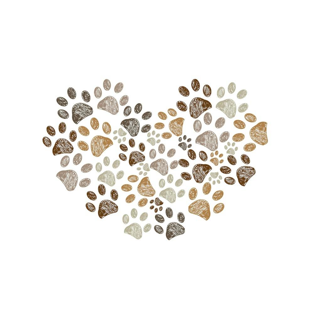 Made Of Heart Doodle Brown Paw Print