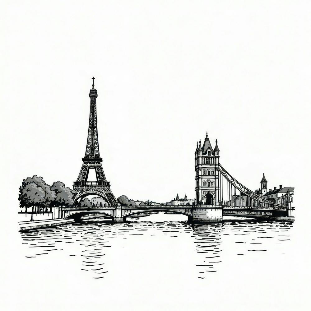 Eiffel Tower And Tower Bridge