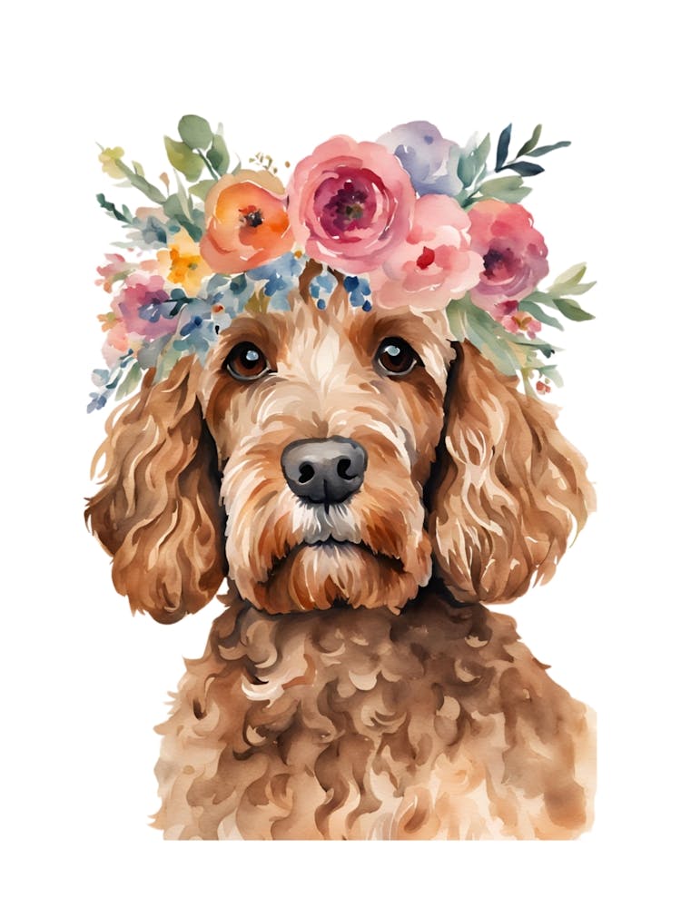 Cockapoo With Flower Crown