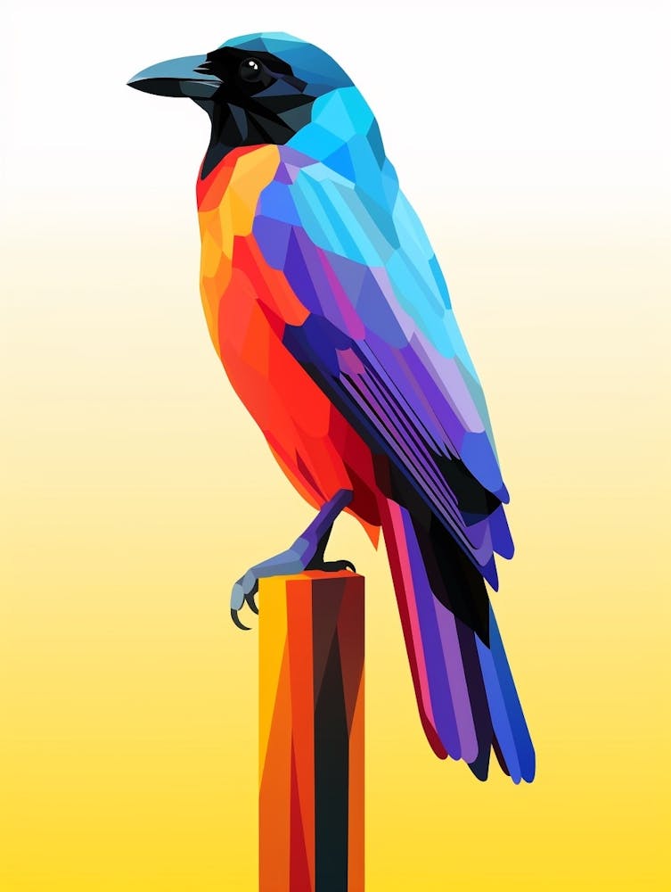 Colourful Geometric Bird Crow 3
