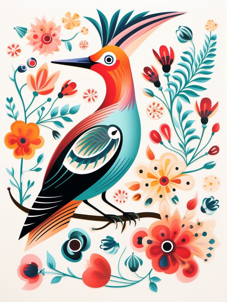 Scandinavian Bird Illustration Hoopoe 1