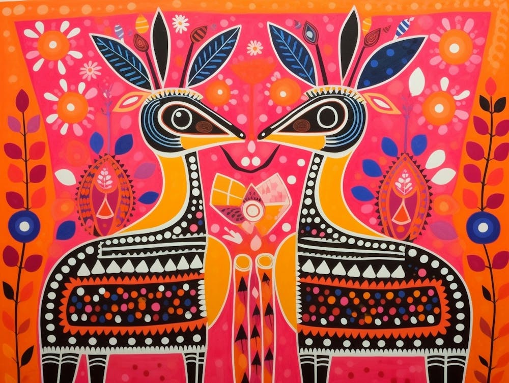 Deer 3 Folk Style Animal Illustration