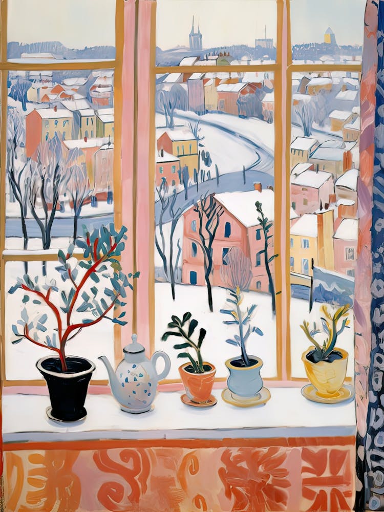 The Windowsill Of Budapest   Hungary Snow Inspired By Matisse 3