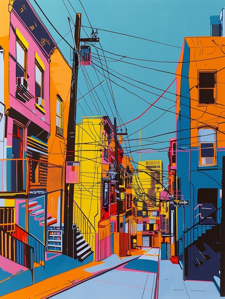 Bushwick New York Illustration Sérigraphiée Colorée 4
