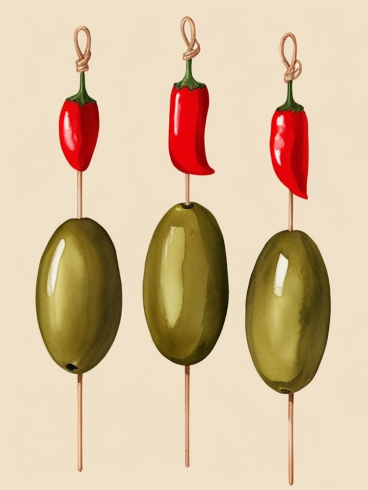 Olives And Peppers On Sticks