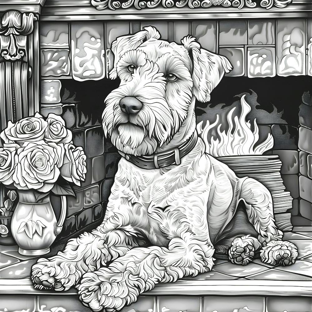 Cozy Fireplace And Airedale