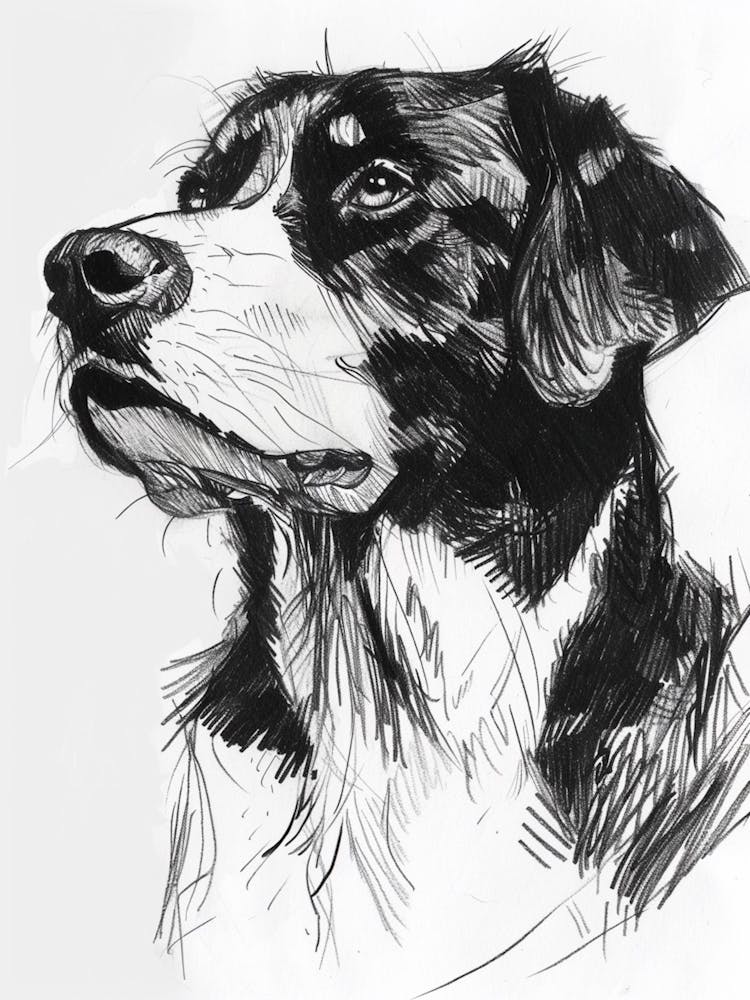 Greater Swiss Mountain Dog Line Sketch 3