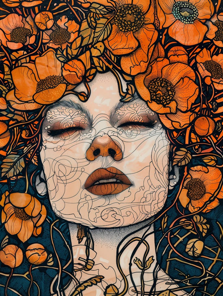 Woman With Flowers On Her Head 1