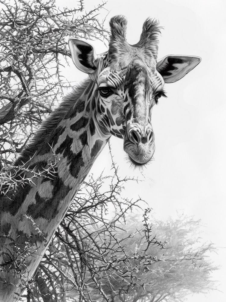 Giraffe With The Acacia Tree 2