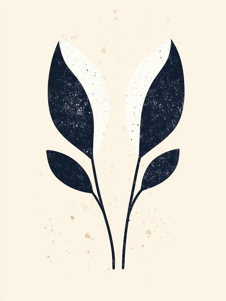 Two Leaves On A Beige Background 1