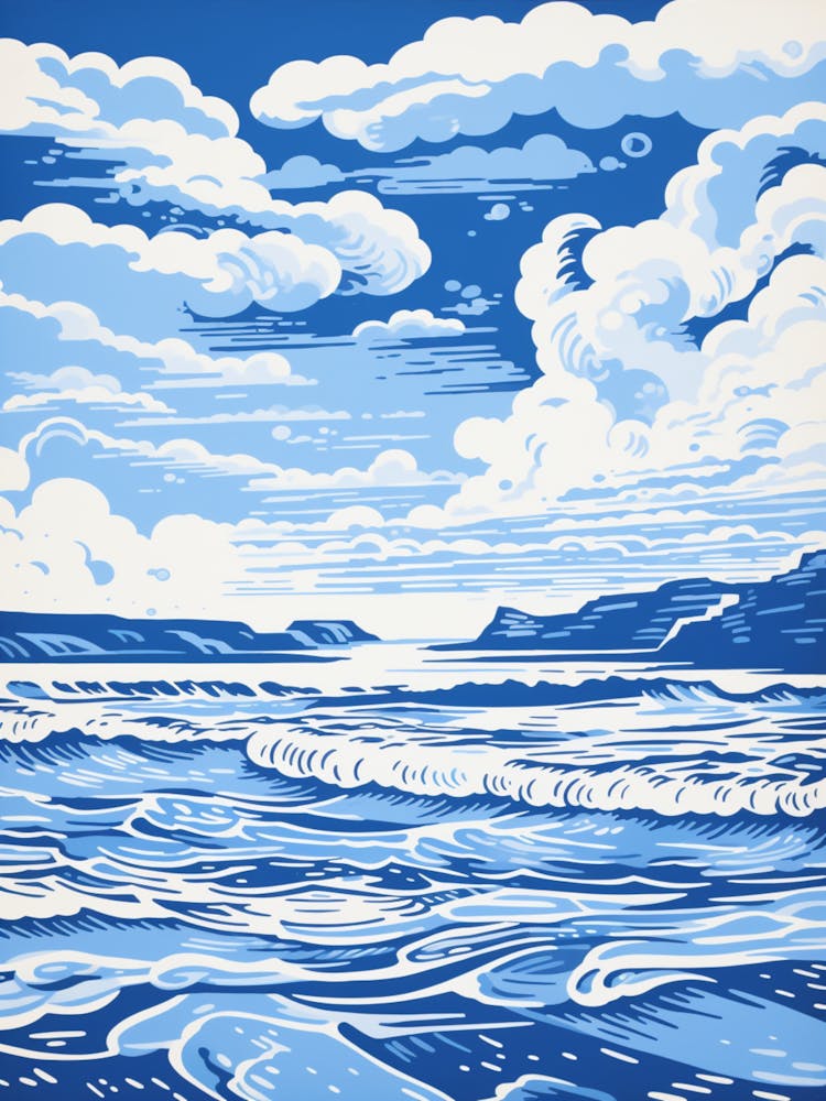 A Screen Print Of Gwithian Beach Cornwall 2