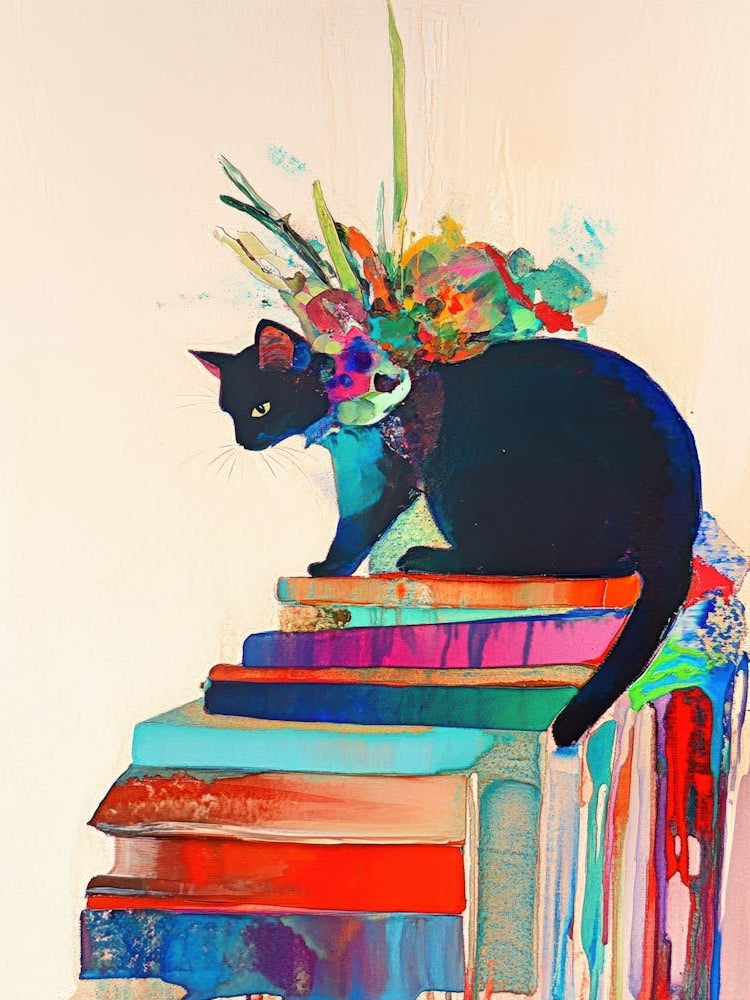 Cat On Books