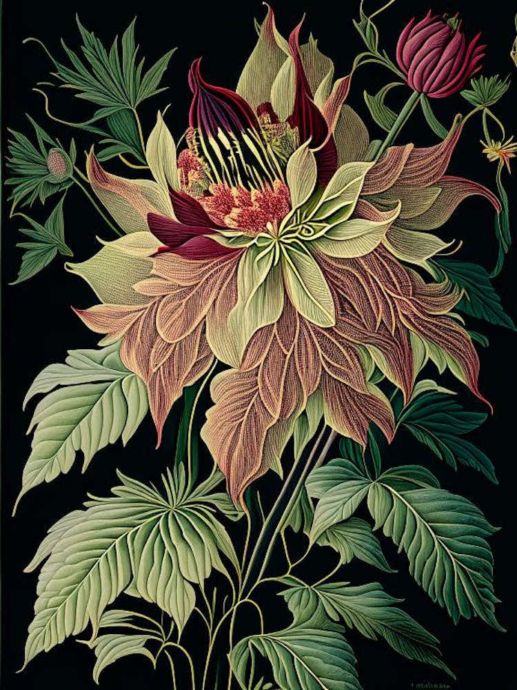 Dahlia Imperialis 3 Floral Botanical Vintage Poster Flower