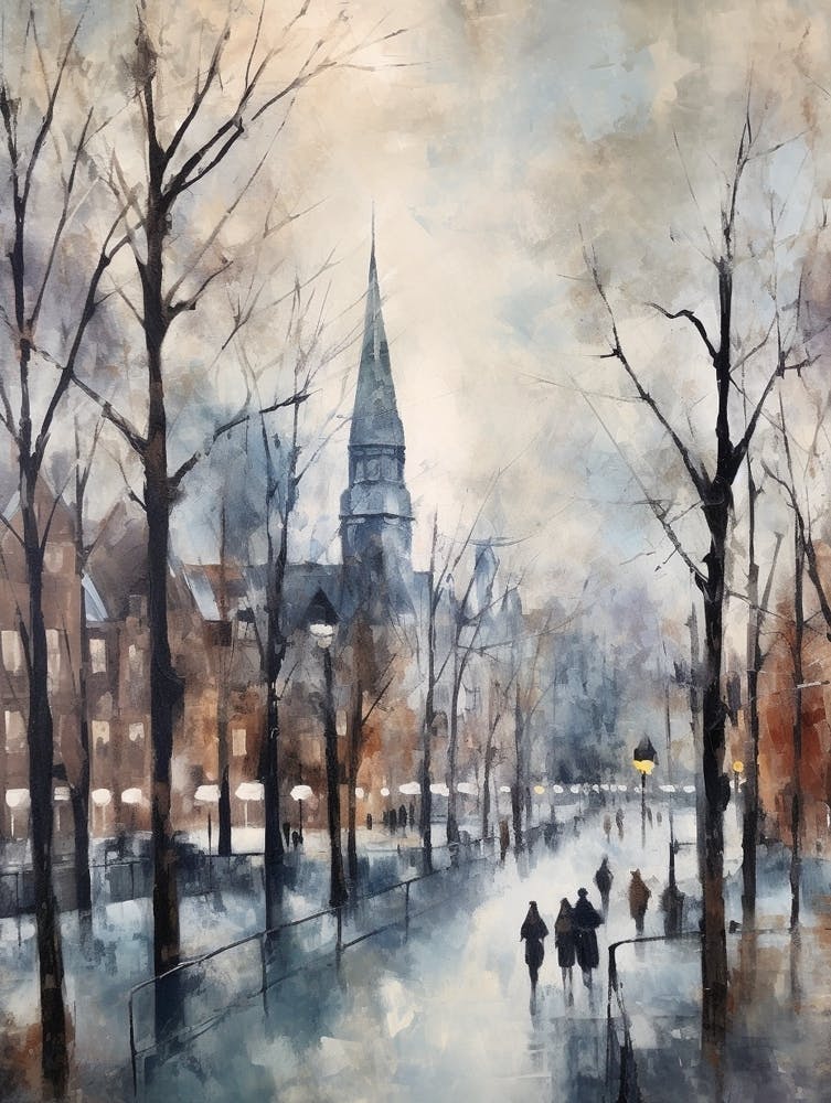 Winter City Park Painting Westerpark Amsterdam Netherlands 2
