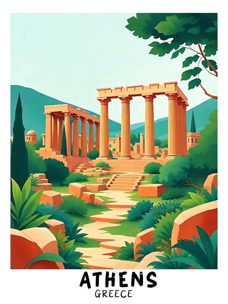 Athens Greece Vintage Travel Poster 7