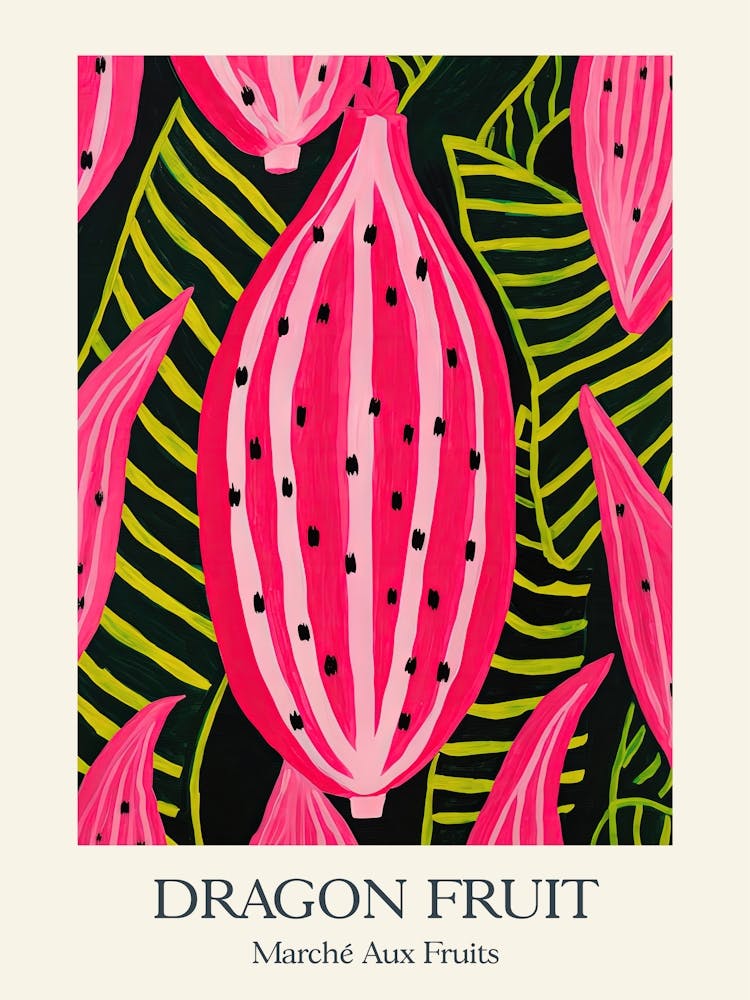 Marche Aux Fruits Dragon Fruit Fruit Summer Illustration 3