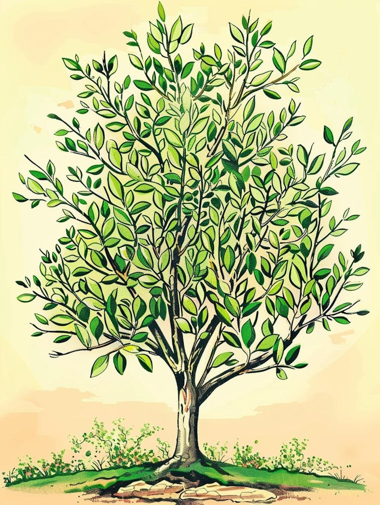 Boxwood Tree Storybook Illustration 1