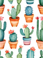 Watercolor Cactus Pattern