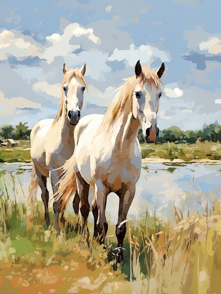 Horses Painting In Carmargue, France 2
