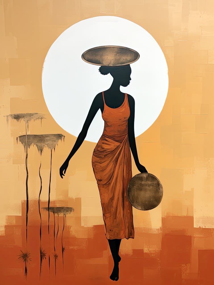 African Woman With Basket | Boho Style 1
