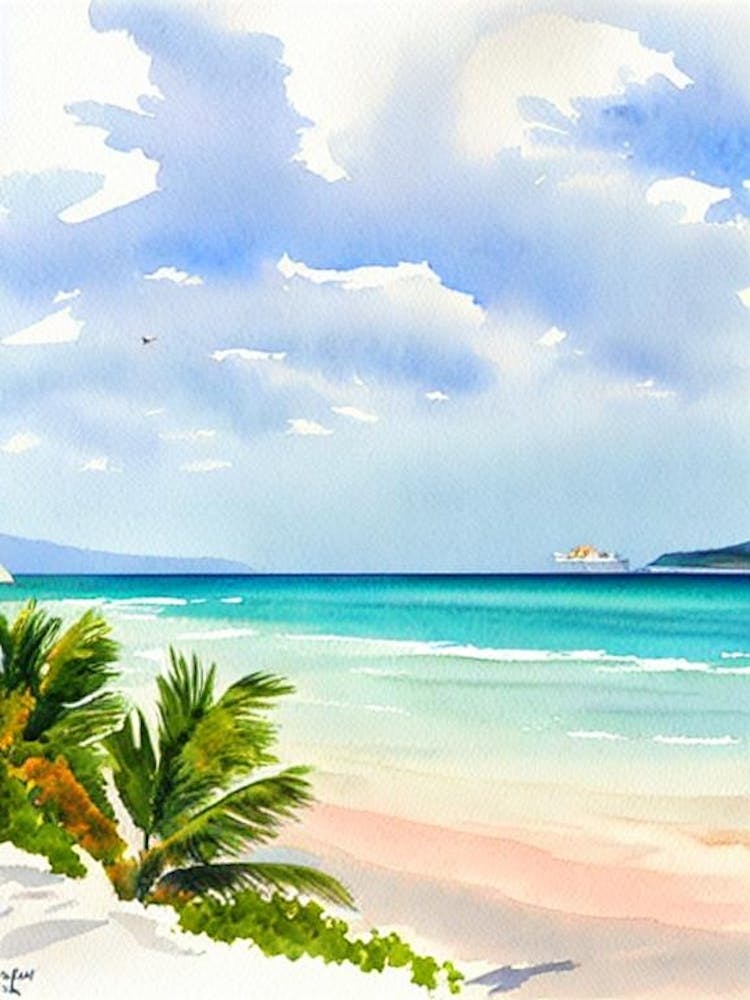 Shoal Bay East 2, Anguilla Aquarell