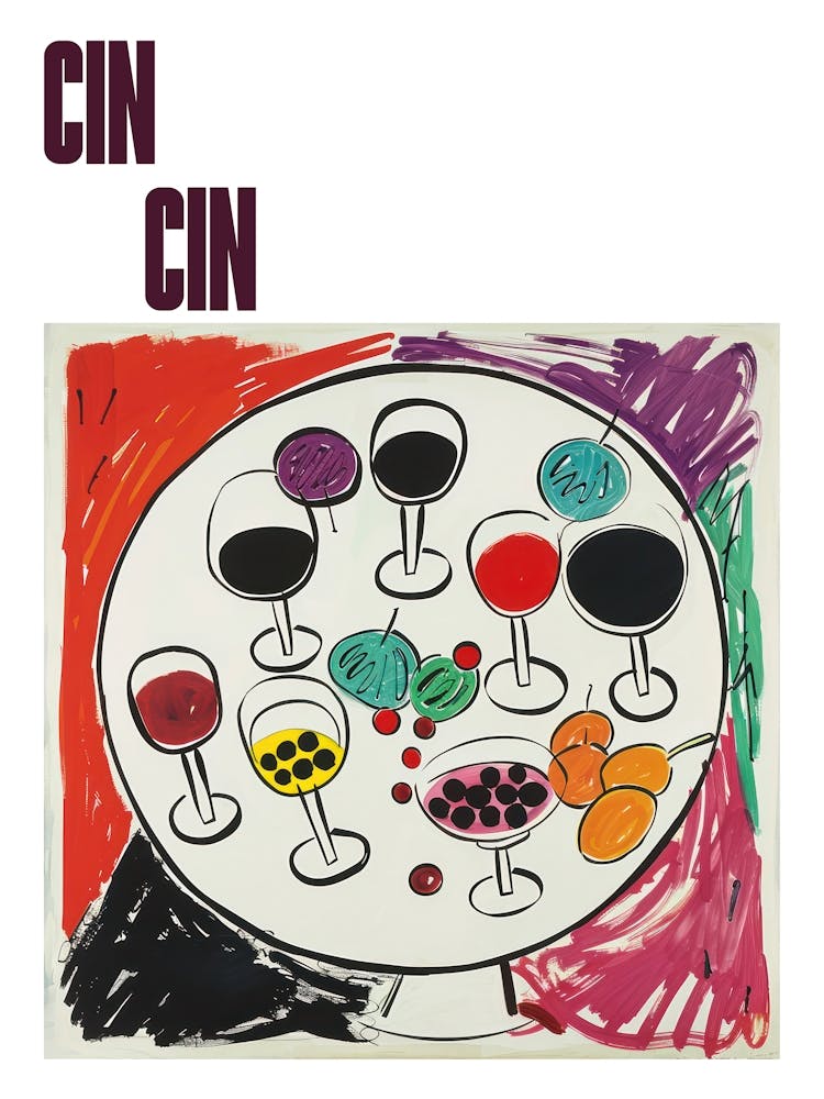Cin Cin Poster Wine Lunch Matisse Style 3